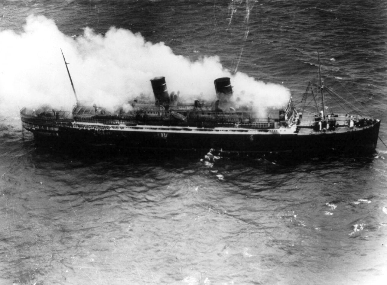 SS Morro Castle burning at sea - 1934