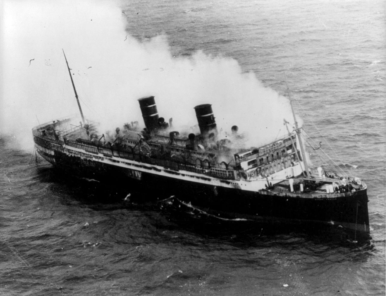 SS Morro Castle burning at sea - 1934