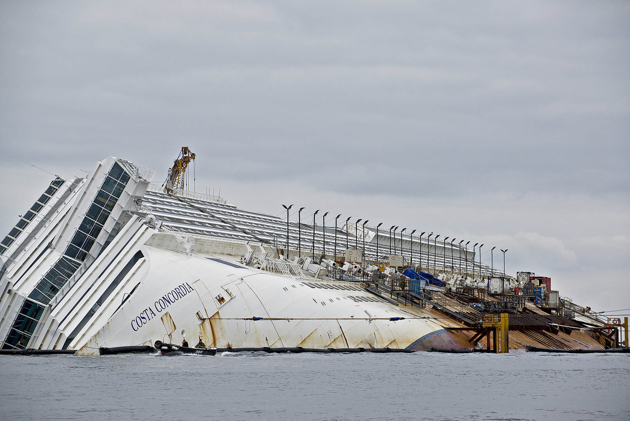 The shipwreck that is the Coasta Concordia that lays in the bay of the small Island of Giglio