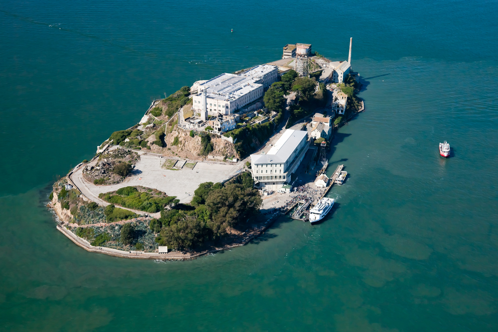 image of Alcatraz prison from above