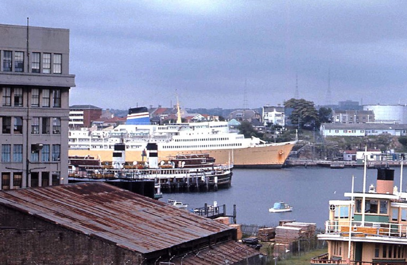 Empress of Australia. Ballast Point in background 19 February 1972