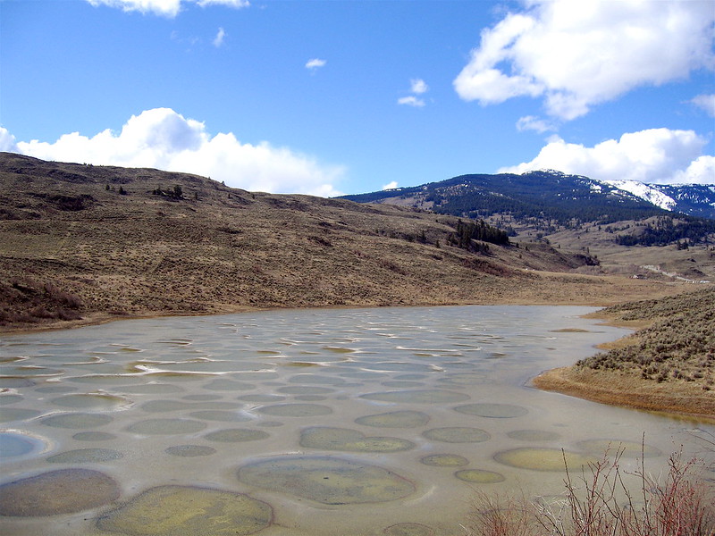Landscape Photo of the Spotted Lake also known as Lake Khiluk with cloudy sky in the background