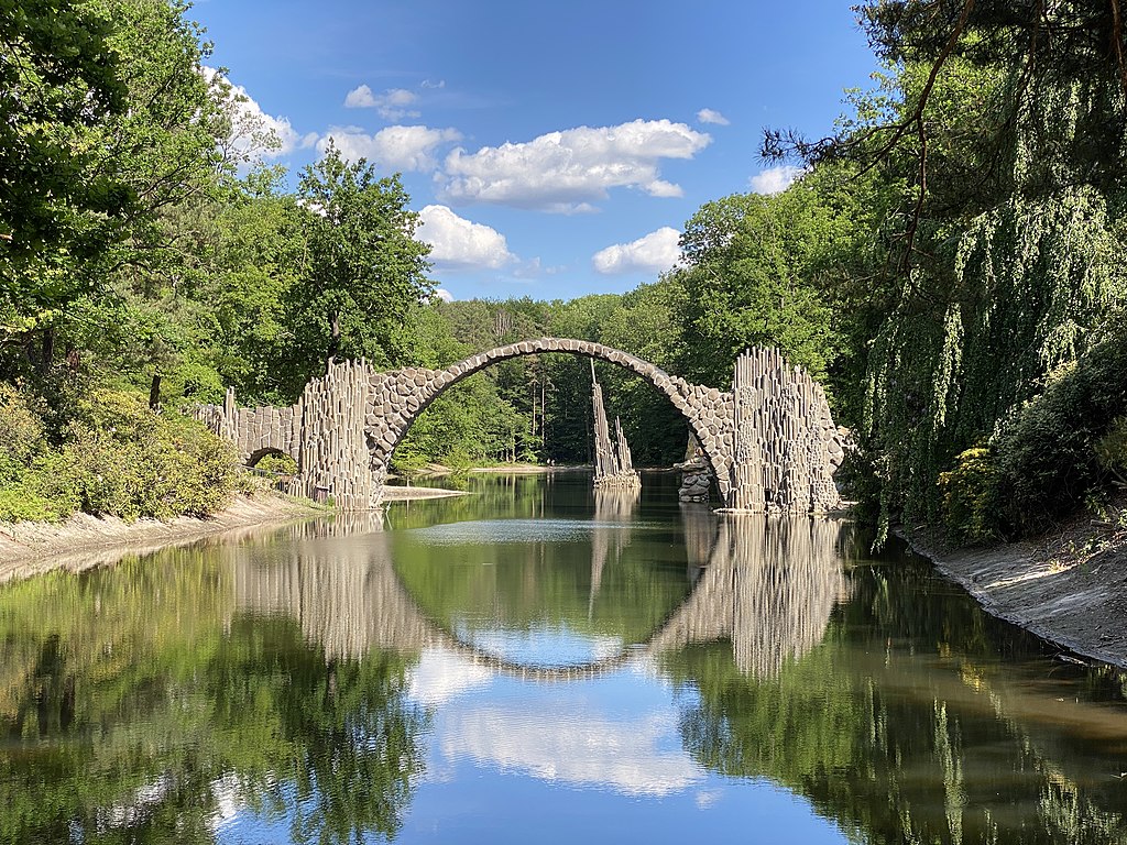 Landscape Photo of Rakotzbrücke Devil’s Bridge at the Rakotz lake in Saxony Germany