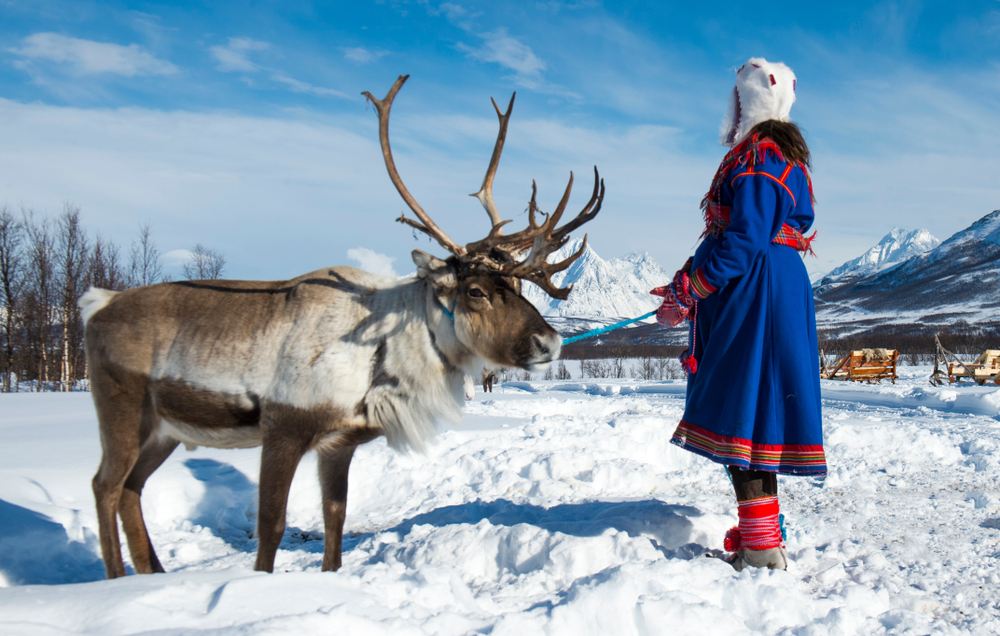 traditionally dressed Sami woman