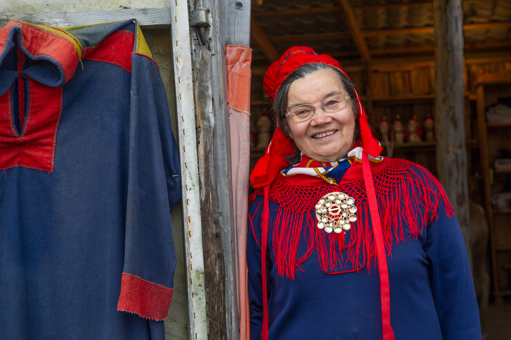 Sami woman dressed in her traditional clothes
