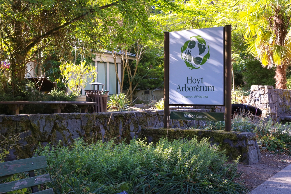 Sign at the entrance to the Hoyt Arboretum