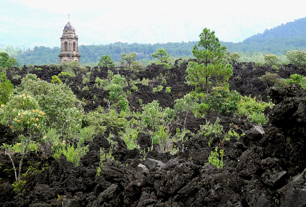 Remains of the Church at the ancient village of Parangaricutiro.