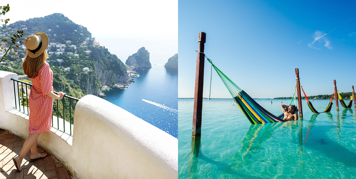 tourists split image