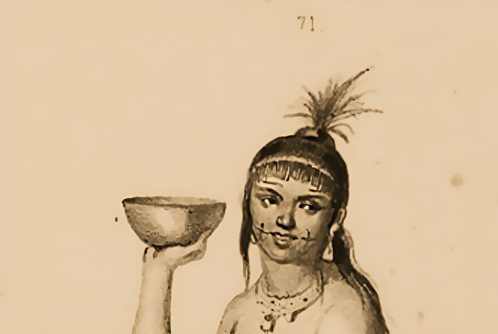 Kalinago people, woman drinking something from a bowl