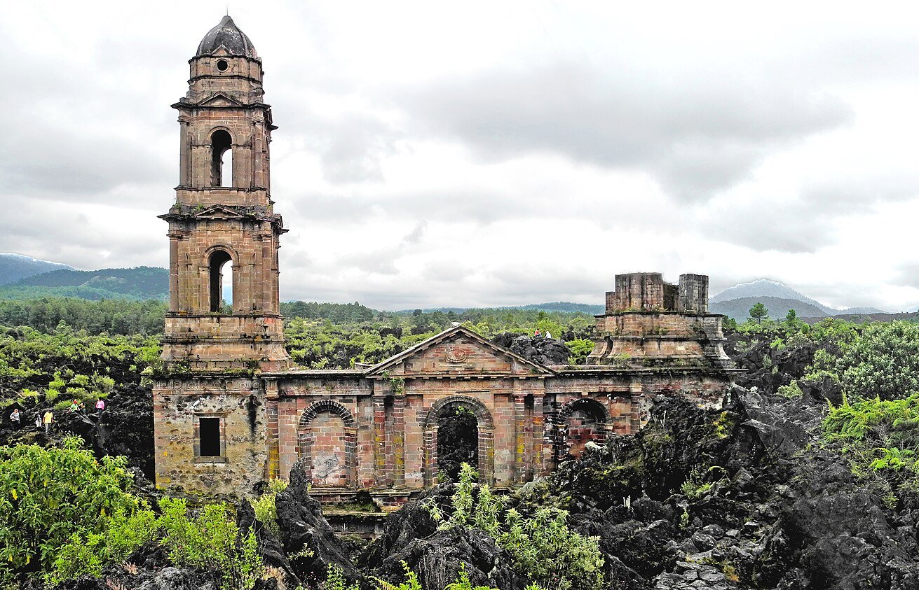 Remains of the ancient village of Parangaricutiro, Uruapan, Michoacán, Mexico