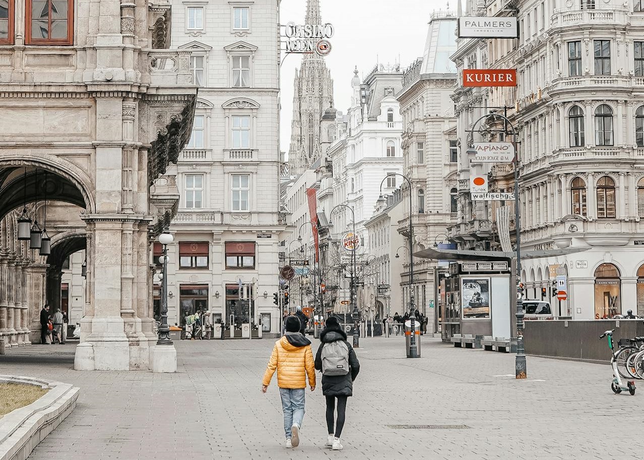 People Walking in Old Town in Vienna