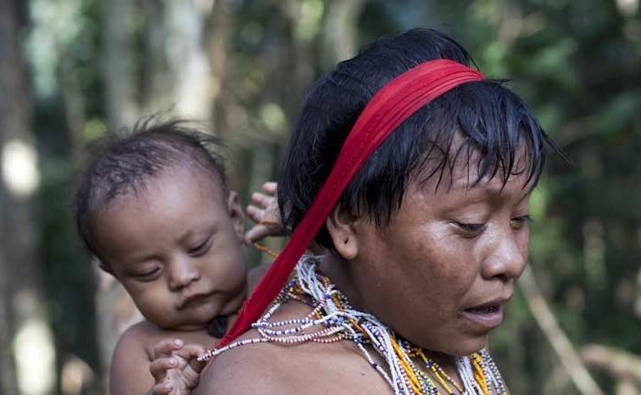 Portrait photo of Yanomami Mom & Baby