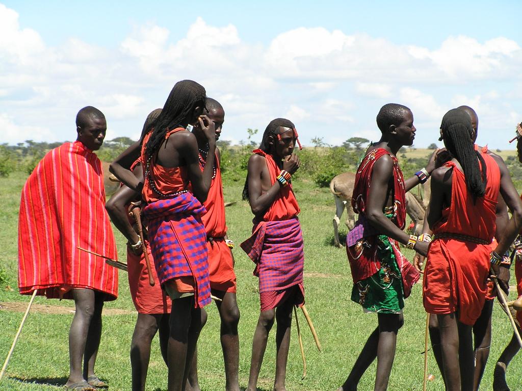 Maasai Tribe in traditional clothes