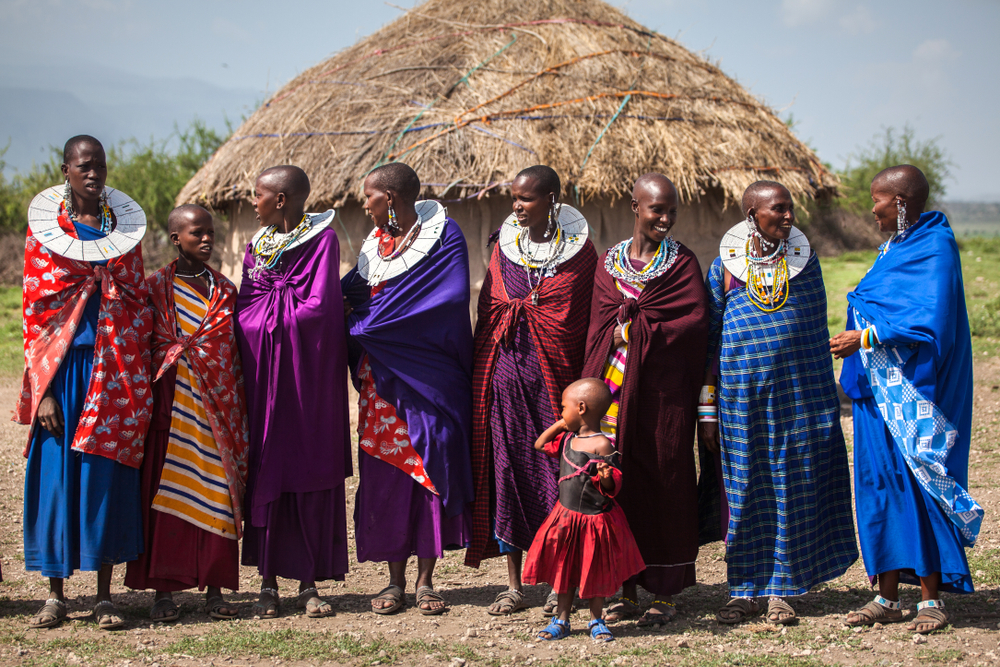 Maasai women in traditional clothes