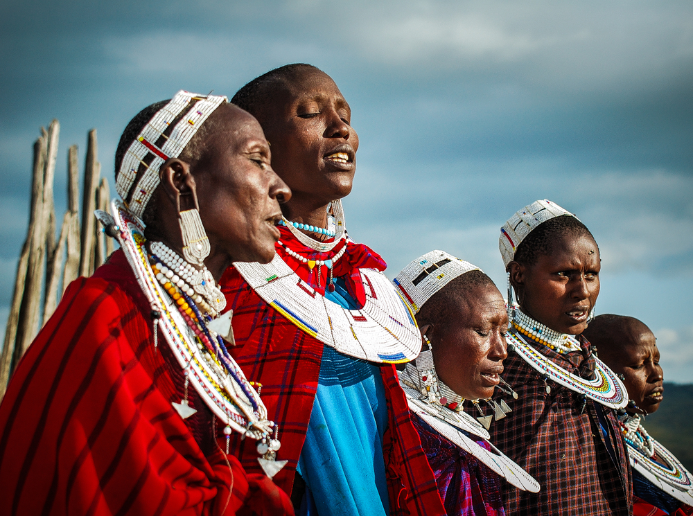Group of maasai women singing