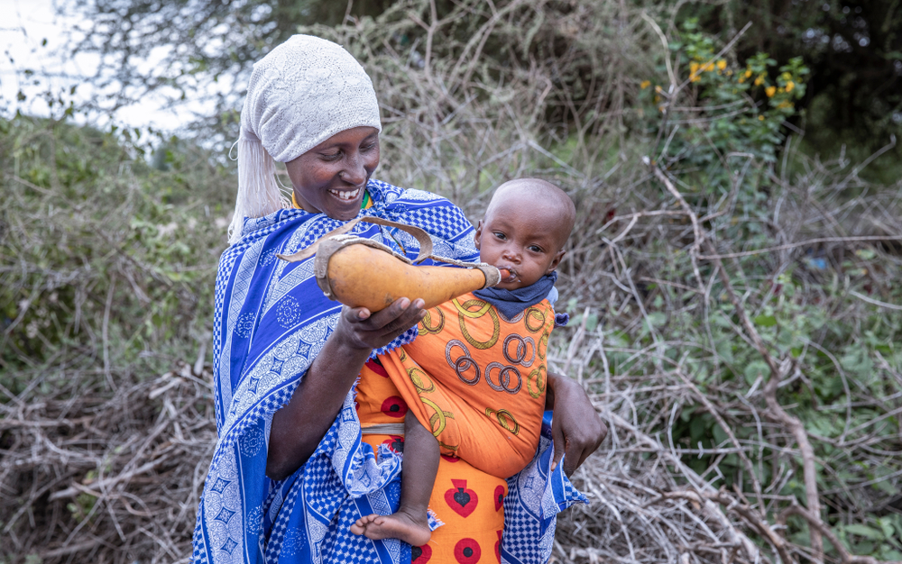 Maasai people in traditional clothes