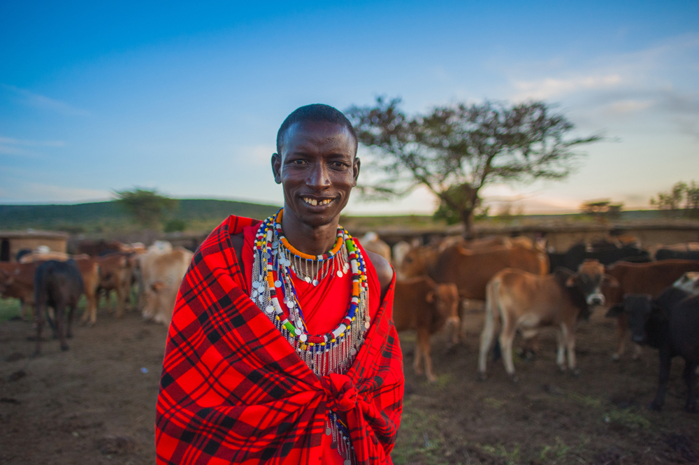 Maasai people in traditional clothes