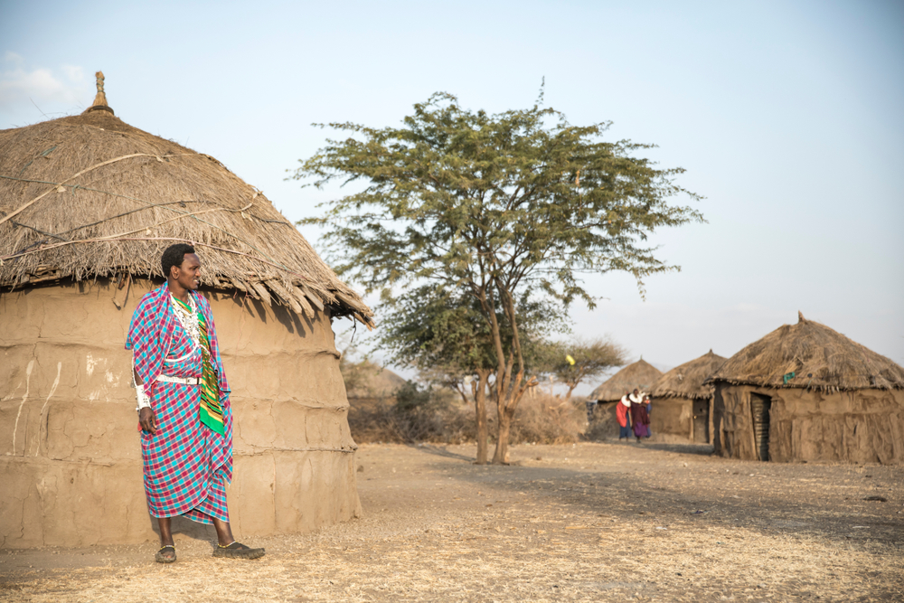 maasai warrior in traditional clothes