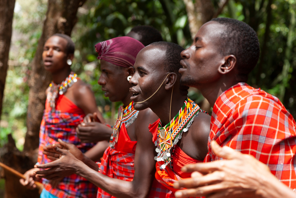 Members from Masai tribe dancing