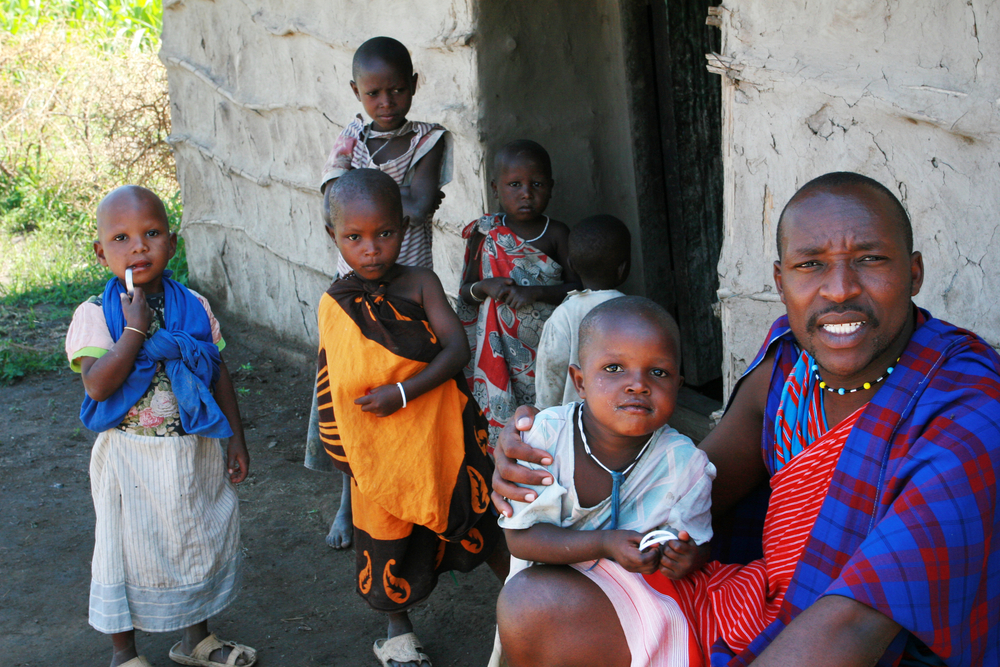 African Maasai man in traditional clothes