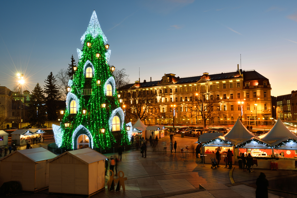 view of the christmas tree in Vilnius
