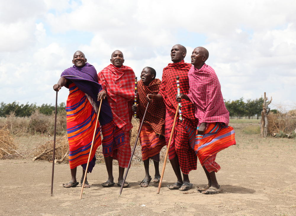 A group of Maasai men performing their ritual dance