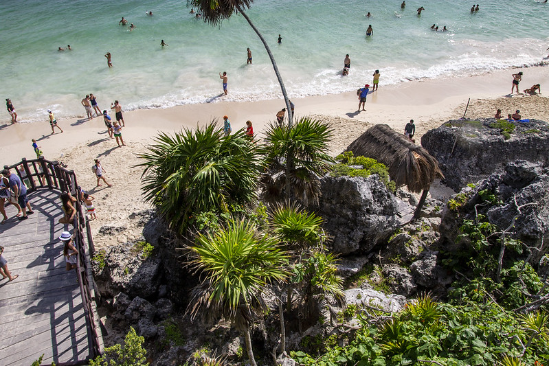 Stairs down to Tulum Beach, Tulum, Mexico