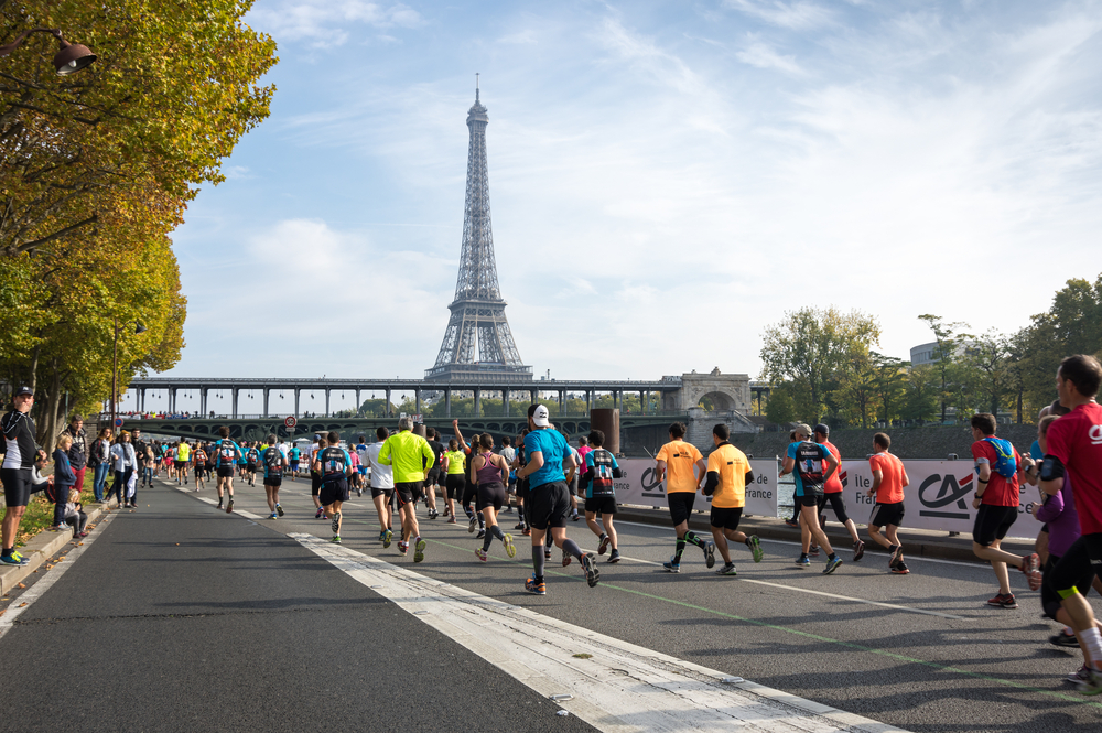 marathon in historical center of Paris, France