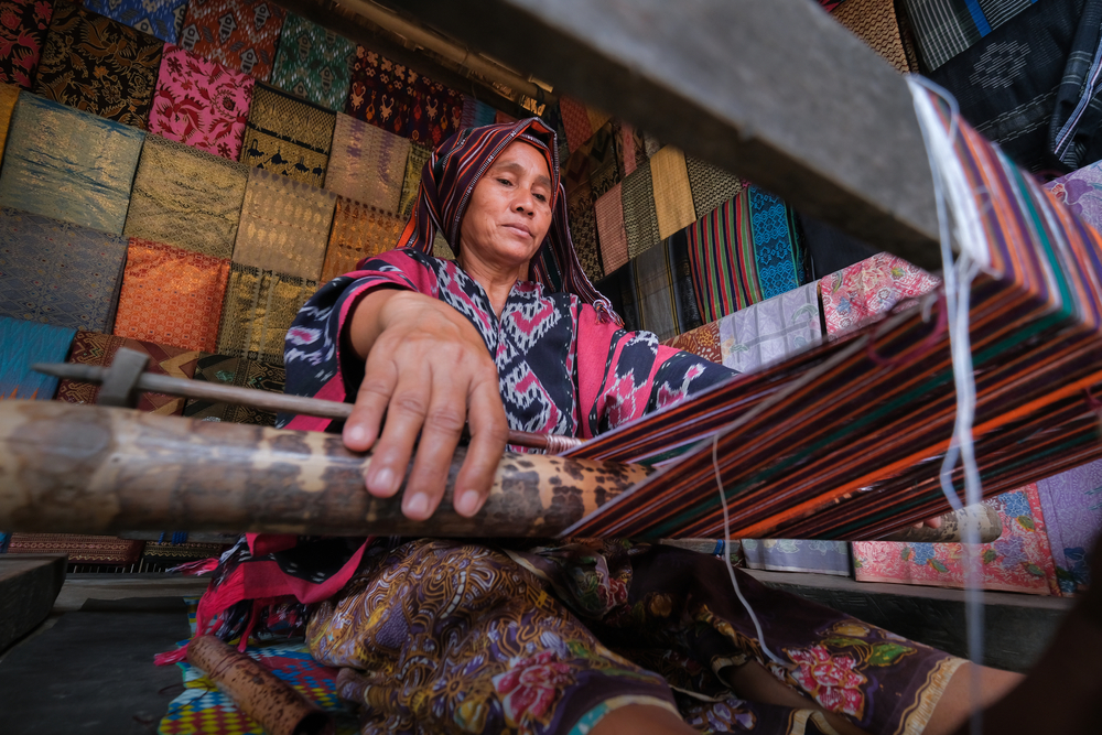Old Women in Sade Village making woven