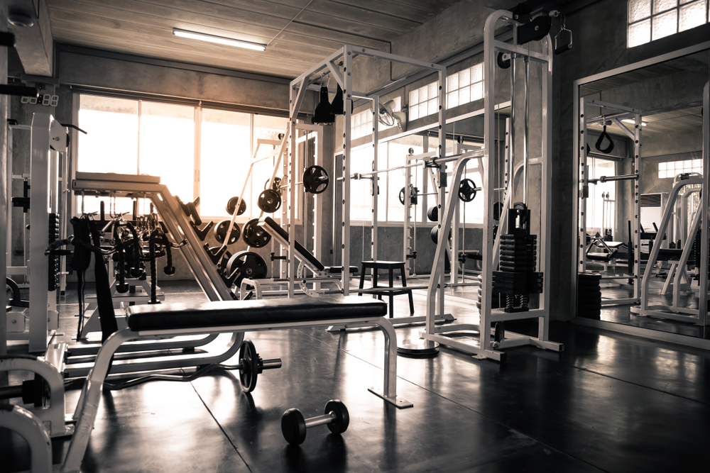 Modern of gym interior with equipment