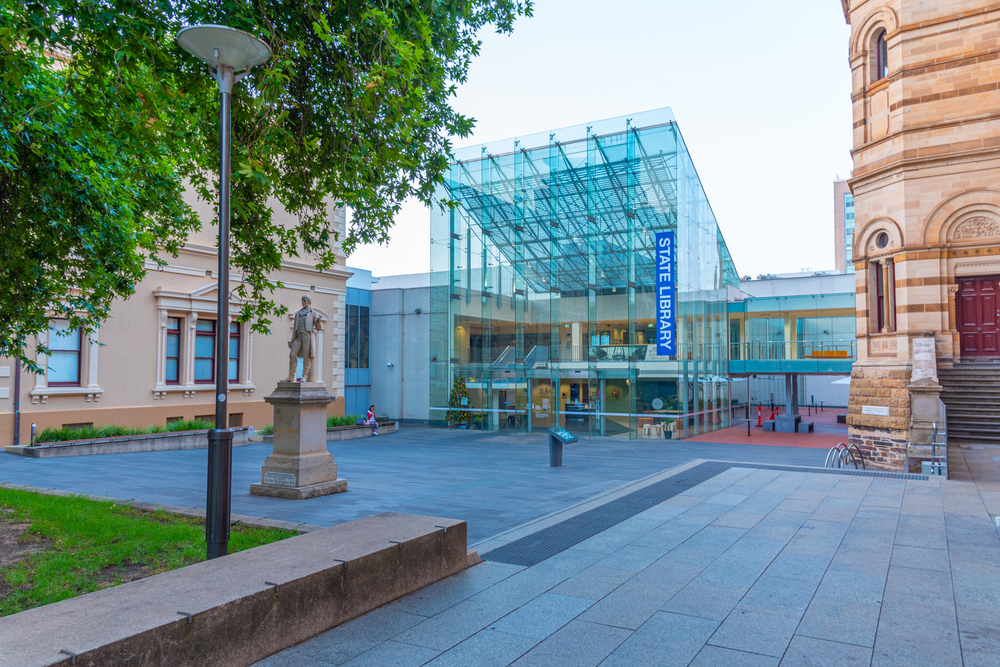 Sunset view of state library in Adelaide, Australia - 2020