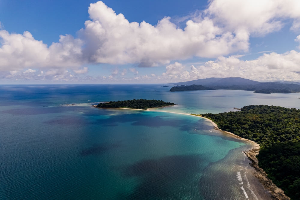 Aerial photography The two islands Ross and Smith connected by a sandbar