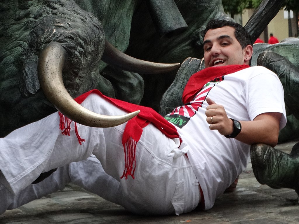 Man Gored by Sculpted Bull