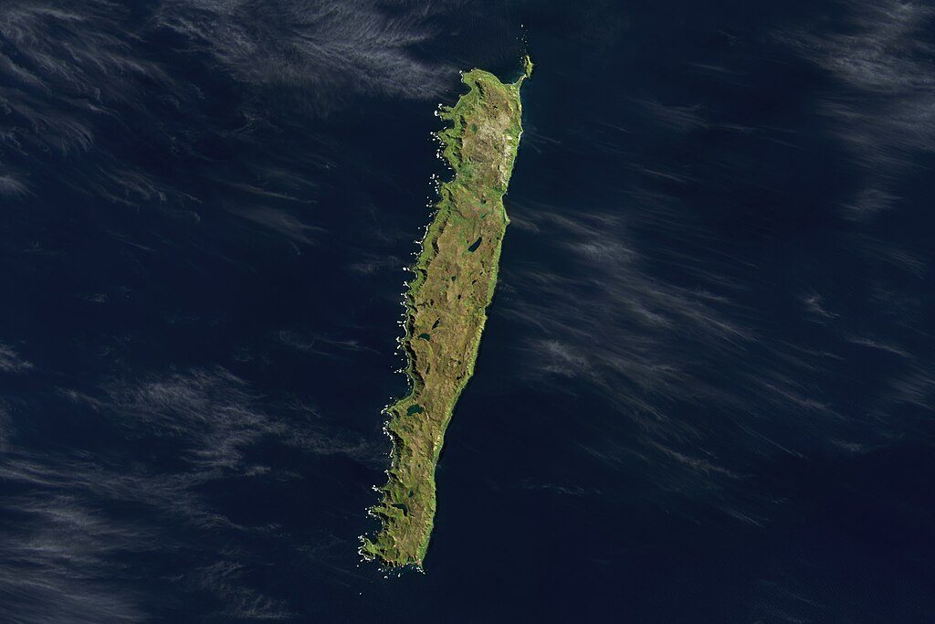 Satellite photo of Macquarie Island.
