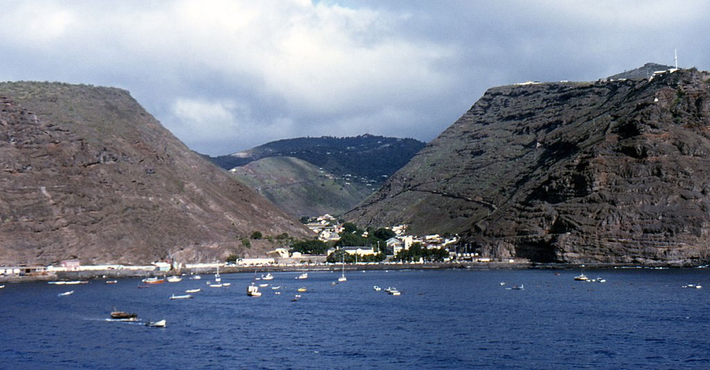 Bay and Jamestown, Island of Saint Helena. Taken off the deck of the RMS St Helena