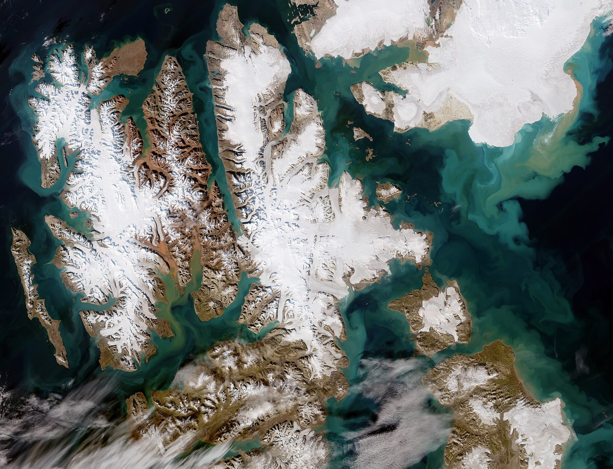 Satellite image of Svalbard, Norway, made by Copernicus Sentinel