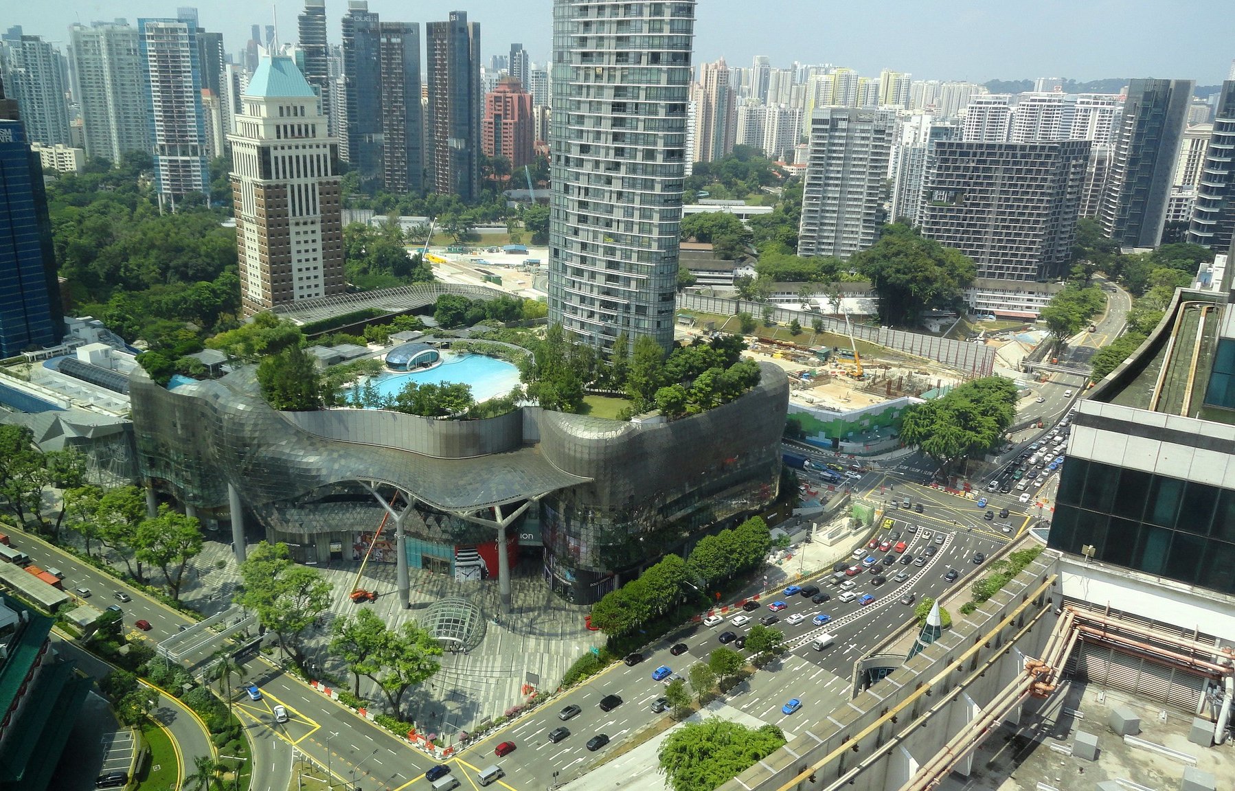 Aerial Photo of Singapore streets.