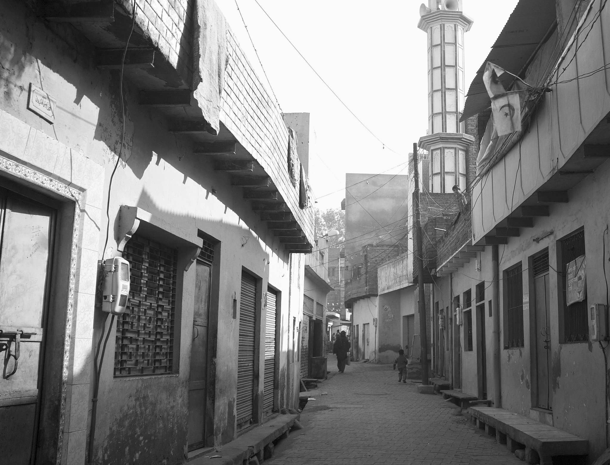 Grayscale Photo of a Street in Agra India.