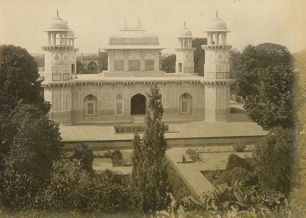Grayscale Photo of Building in Agra India 19th century.