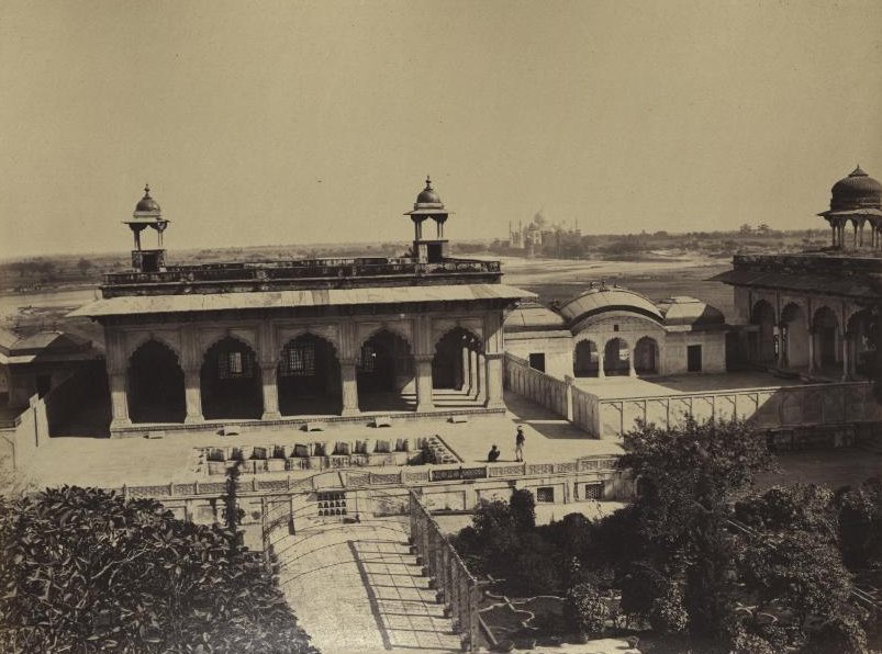 Indian (South Asian) Palace of Akbar. With Taj in the distance.