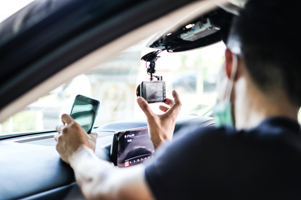 Man setting Car Camera