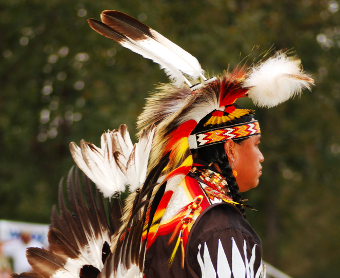 Trail of Tears Park Pow Wow a Native American Man wearing traditional clothing