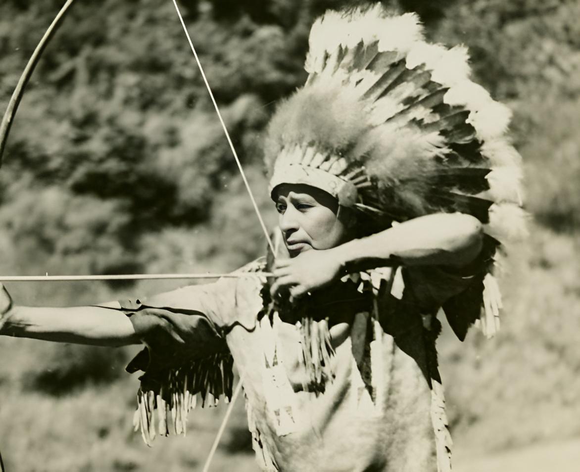 Grayscale Portrait Photo of Moses Walkingstick, Cherokee Indian