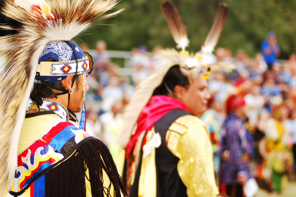 Trail of Tears Park Pow Wow- a Native American Man wearing traditional clothing