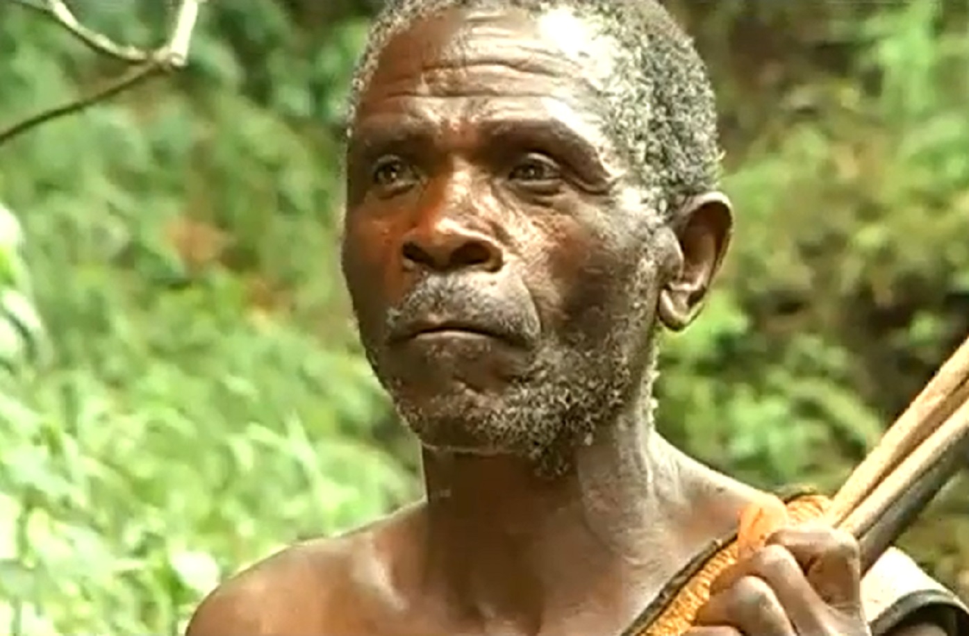 Screenshot of Batwa tribe man - from The Batwa Legacy (2011)
