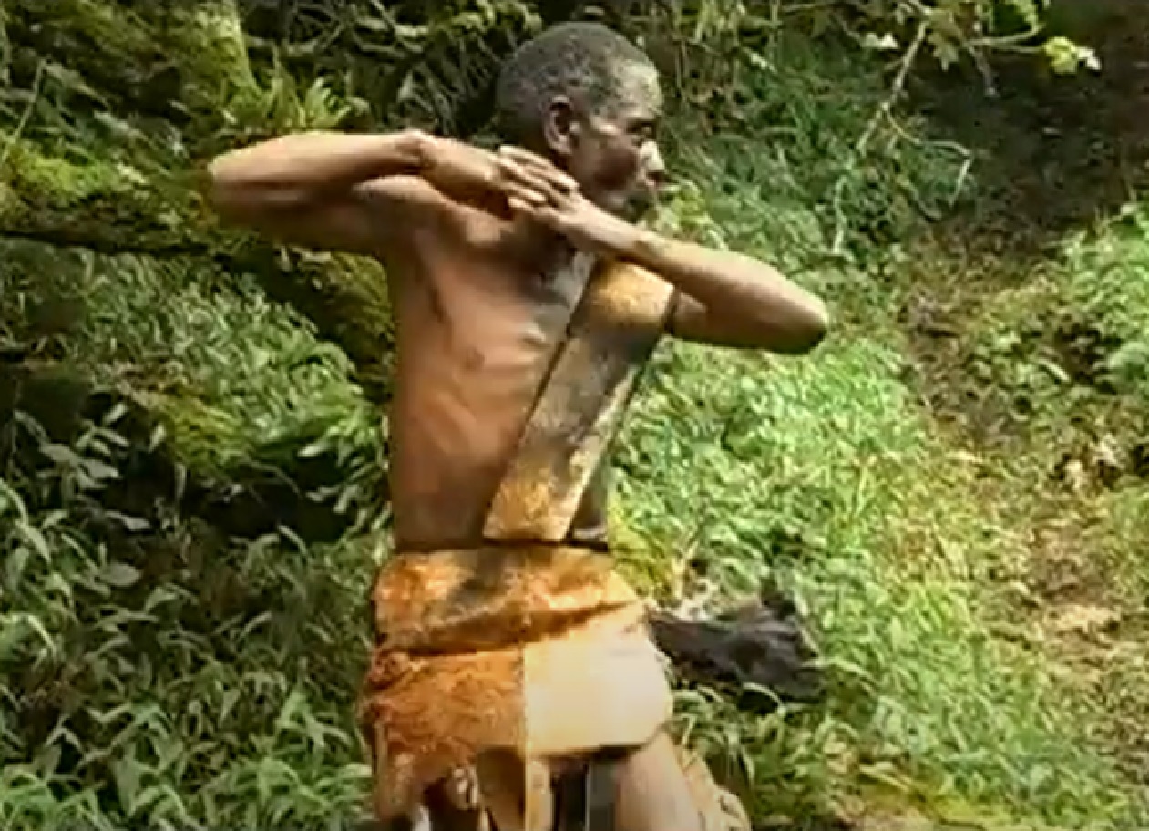 Screenshot of Batwa tribe man - from The Batwa Legacy (2011)