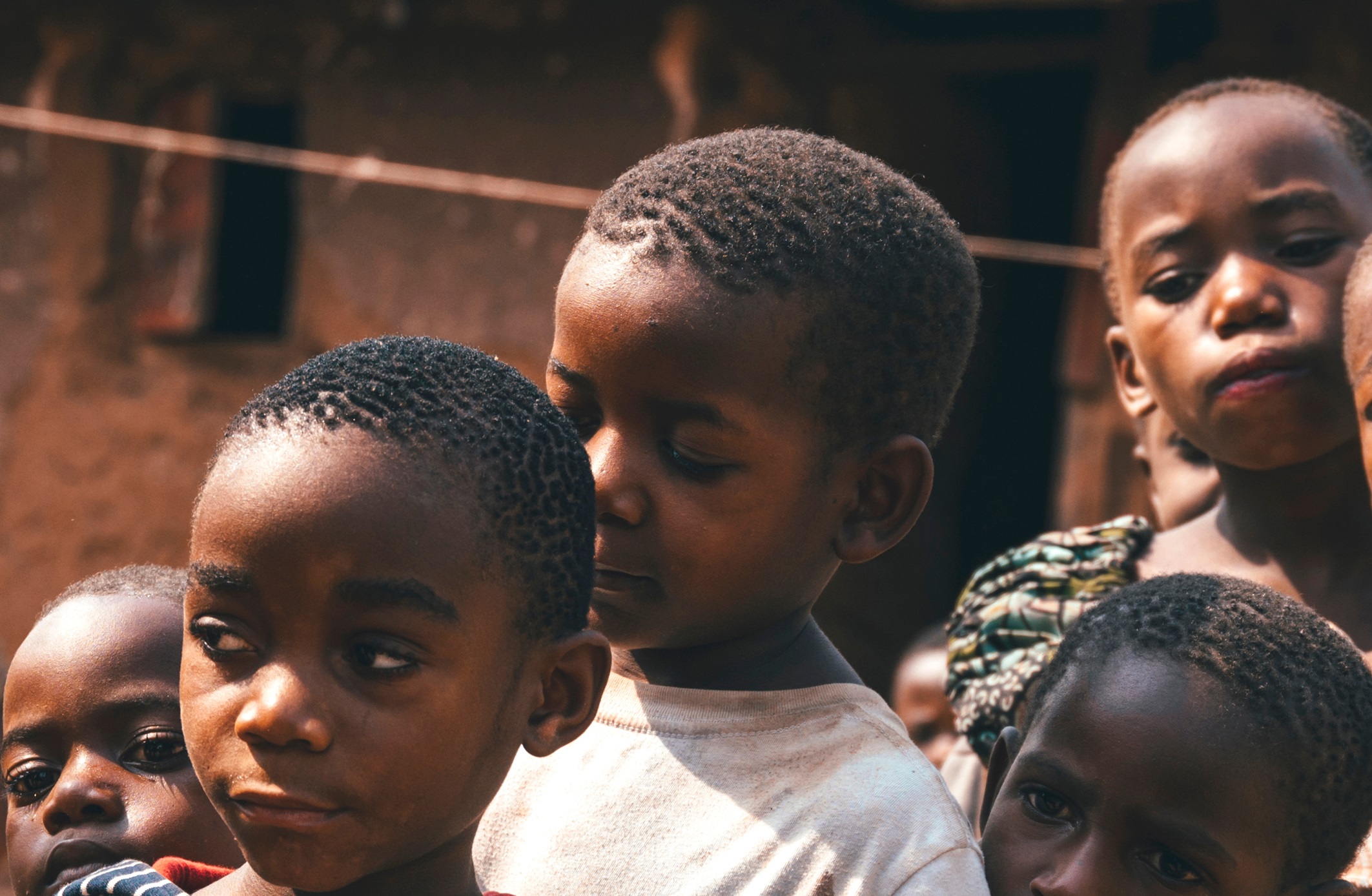 African pygmies of Batwa tribe in the village, children poverty, social issues of Africa - 2022