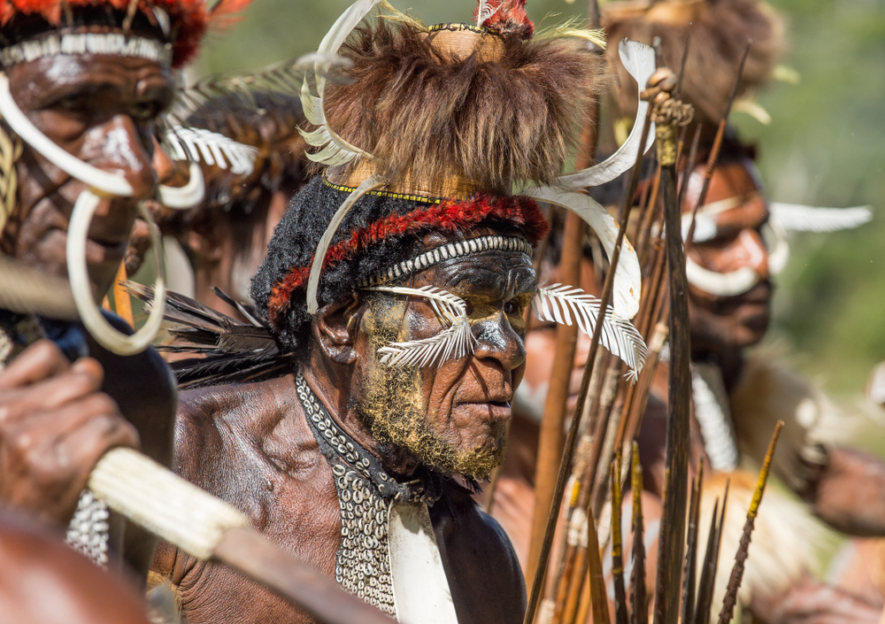 Close up Portrait of Yali Mabel, the chief of Dani tribe