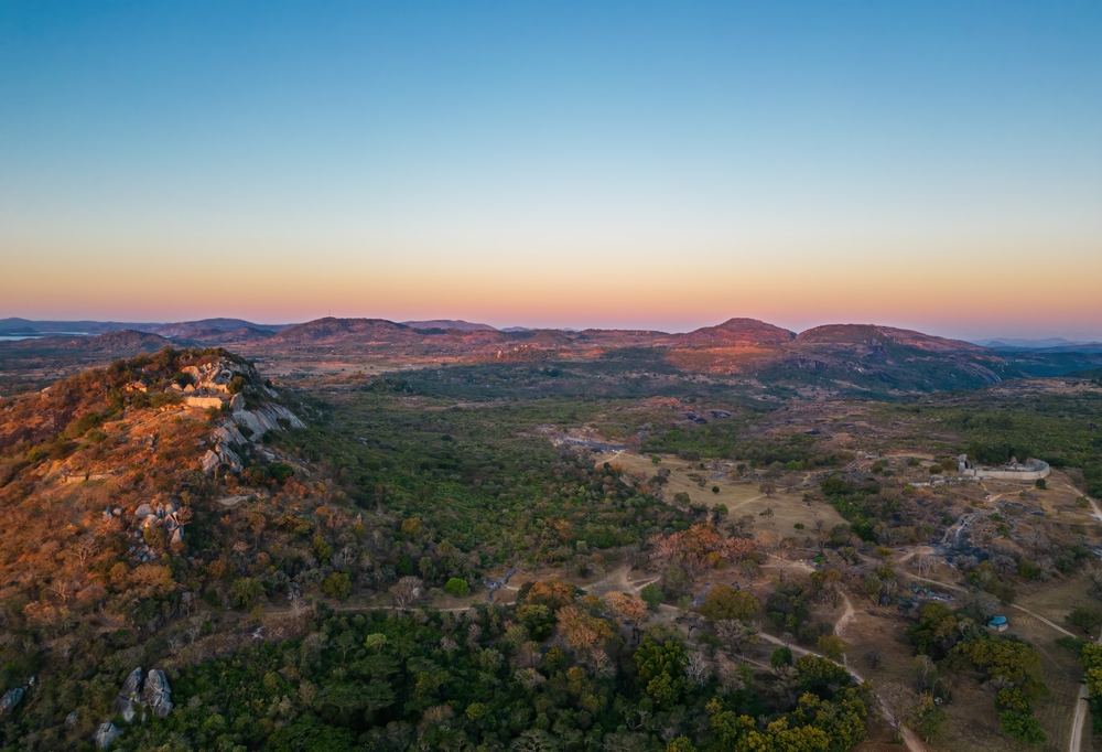 Aerial view of the ruins of Great Zimbabwe