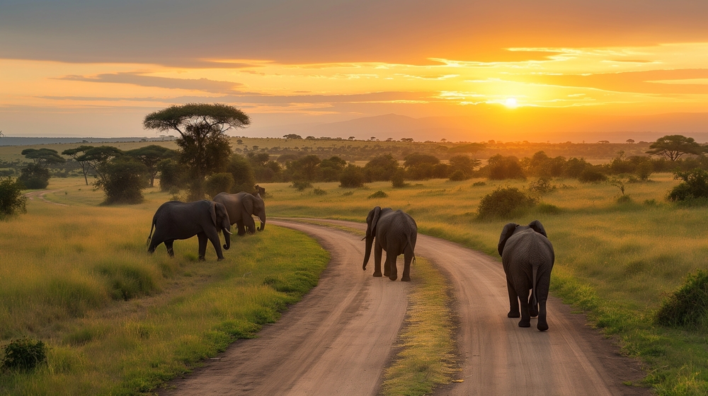 Elephant Against the Backdrop of a Savannah Hill